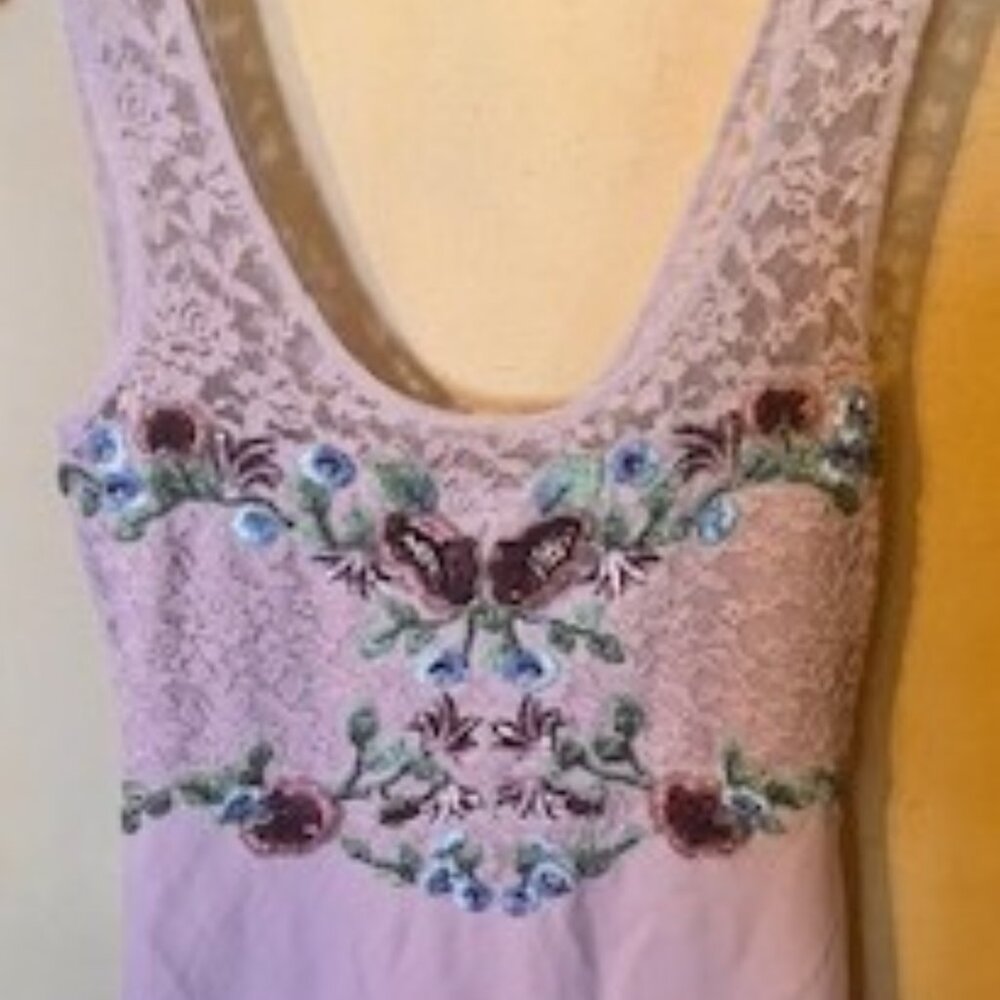 NEW Free People Gorgeous Muted Pink Embroidered Lace Dress, Size Small